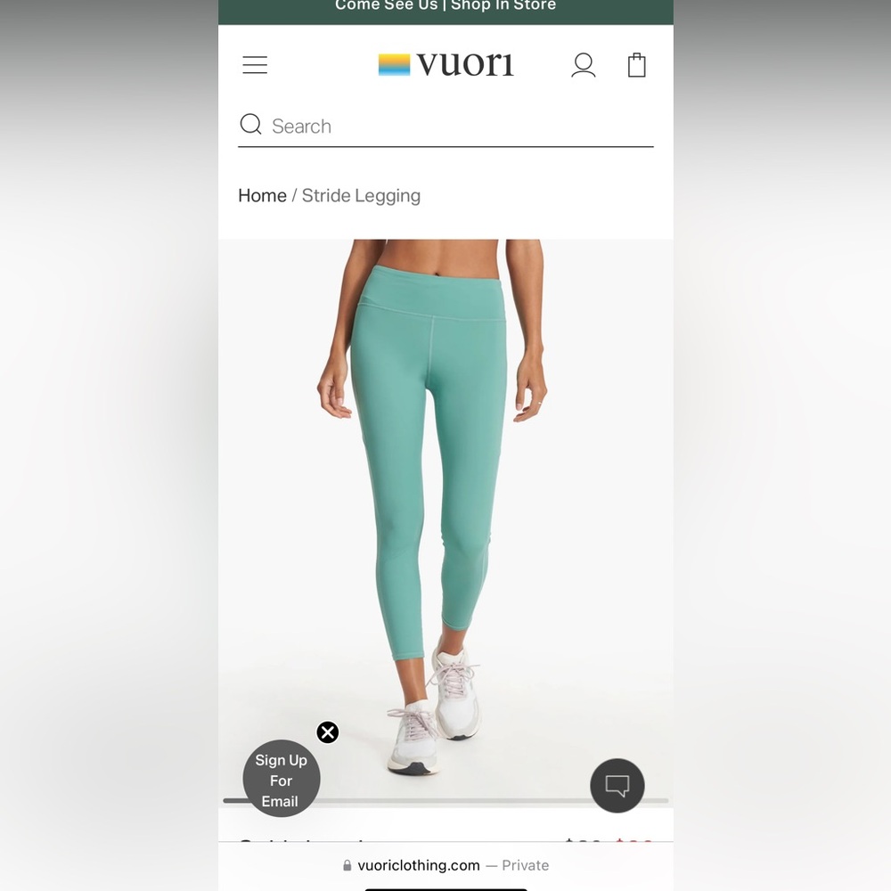 Vuori Stride Legging in Teal